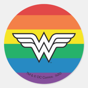 Sticker Rond Logo Wonder Woman Rainbow