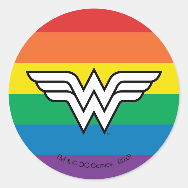 Sticker Rond Logo Wonder Woman Rainbow (Devant)