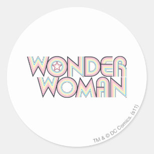 Sticker Rond Logo Wonder Woman Rainbow