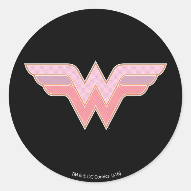 Sticker Rond Logo Wonder Woman Rose and Orange Mesh (Devant)