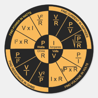 Sticker Rond Loi d'Ohm - Noir et Orange