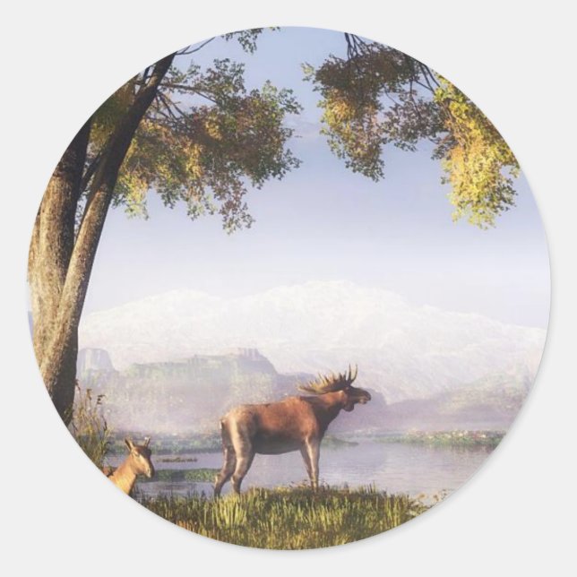 Sticker Rond L'Oie Au Bord Du Lac (Devant)