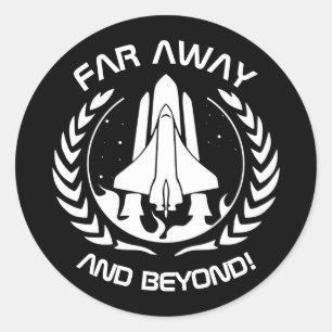 Sticker Rond Loin et au-delà - navette spatiale