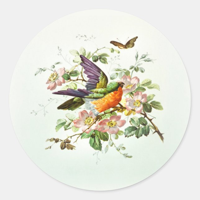 Sticker Rond L'oiseau et le papillon (Devant)