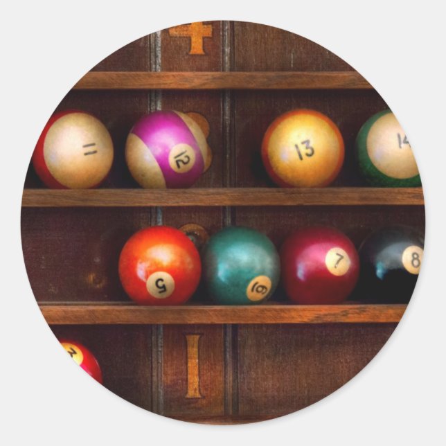 Sticker Rond Loisir - Billard - Jouons au billard (Devant)