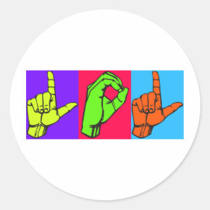 Sticker Rond LOL ASL Sign Language Design #2