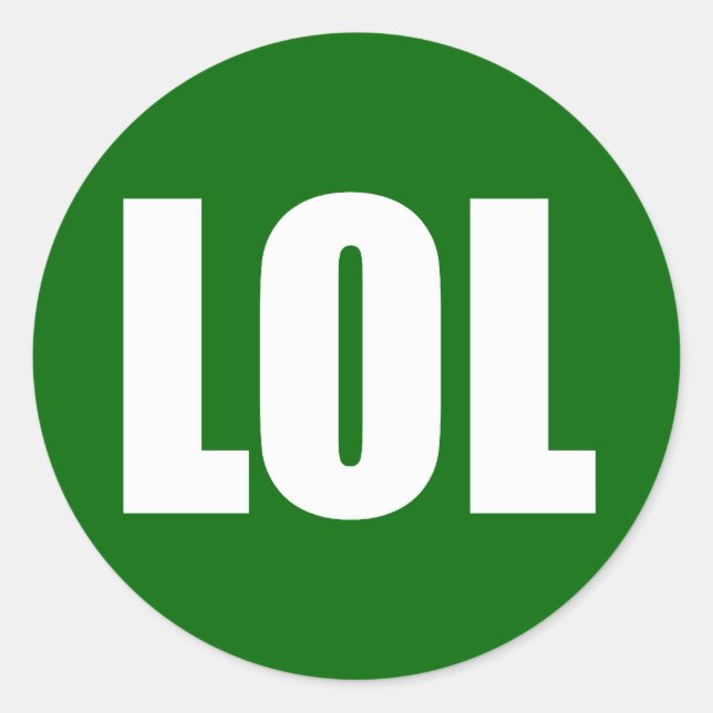 Sticker Rond LOL (foncé) Blanc sur vert (Devant)
