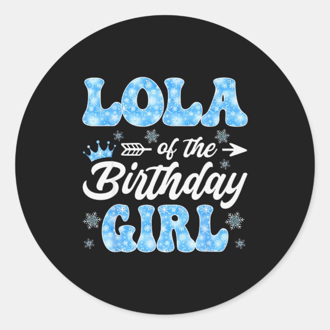 Sticker Rond Lola Of The Birthday Girl Snowflakes Winter Christ (Devant)