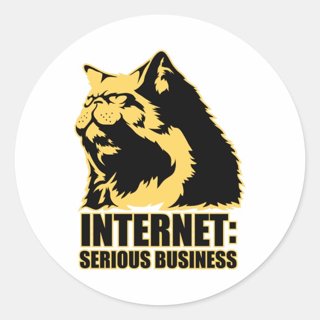 Sticker Rond lolcat internet est une affaire sérieuse (Devant)