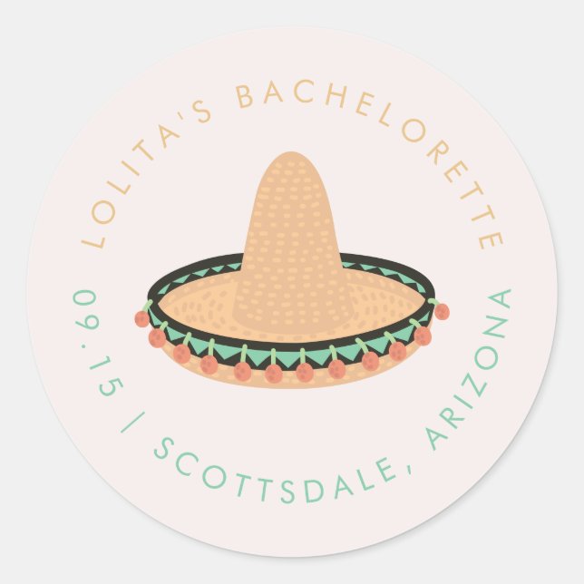 Sticker Rond LOLITA Fiesta Siesta Tequila Bachelorette Favorise (Devant)