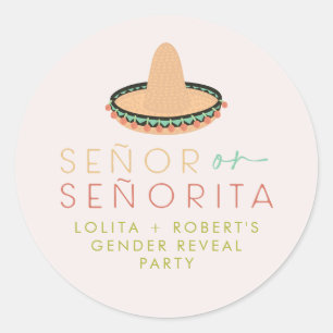 Sticker Rond LOLITA Señor ou Señorita Fiesta Révélation de genr