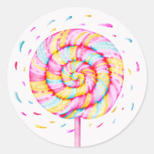 Sticker Rond Lollipop Sweet Candy Caramel Drops Illustration
