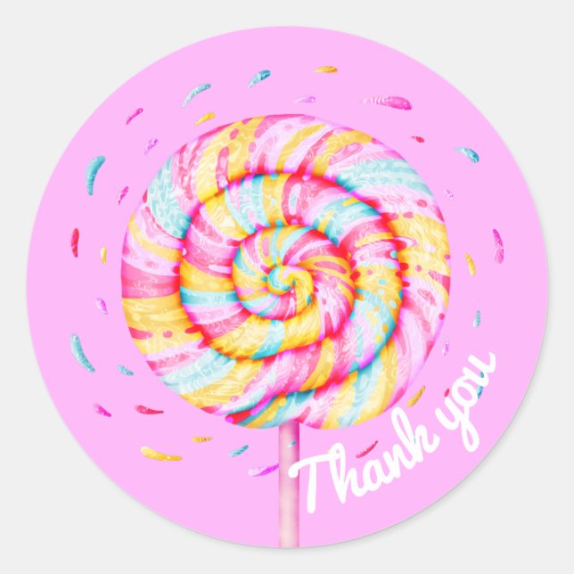 Sticker Rond Lollipop Sweet Candy Caramel goutte Merci (Devant)