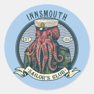 Sticker Rond L'Ombre sur la voile de Lovecraft Innsmouth