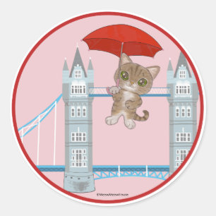 Sticker Rond London Bridge Cat