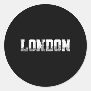 Sticker Rond Londres Angleterre Royaume-Uni Skyline Noir Blanc