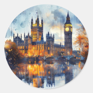 Sticker Rond Londres Points de repère Night Scenery Royaume-Uni