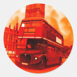 Sticker Rond Londres Red Bus & Big Ben