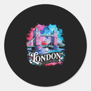 Sticker Rond Londres Royaume-Uni Voyage Vacances J'aime Londo