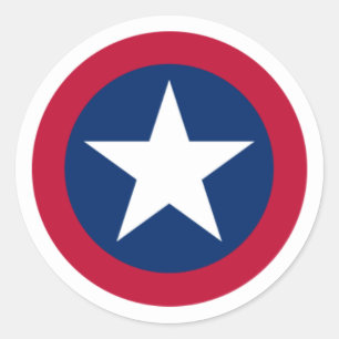 Sticker Rond Lone Star du Texas Rouge, Blanc et Bleu