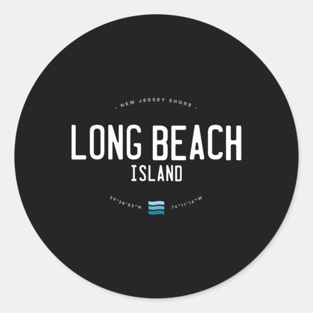 Sticker Rond Long Beach Island New Jersey Shore Beach Waves (Devant)
