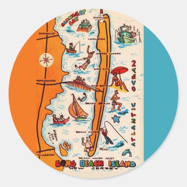 Sticker Rond Long Beach Island NJ  (Devant)