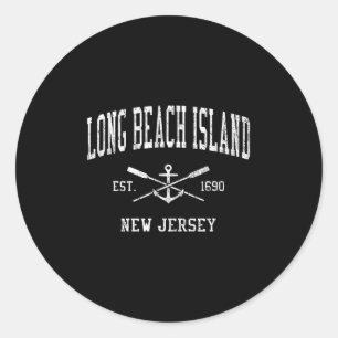 Sticker Rond Long Beach Island Nj Vintage Crossé Oars & Bo