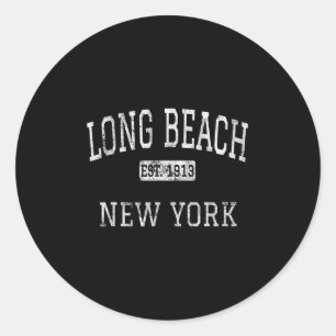 Sticker Rond Long Beach New York Ny Vintage