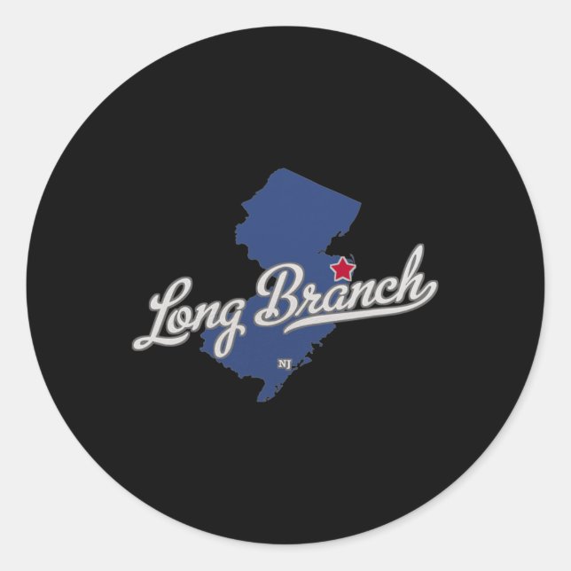Sticker Rond Long Branch New Jersey Nj Map  (Devant)