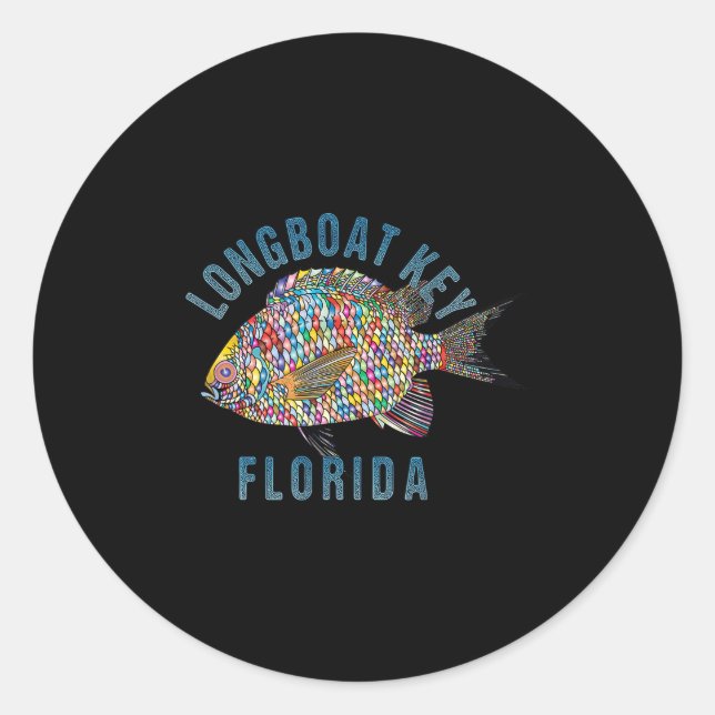 Sticker Rond Longboat Key, Floride Beach Design _ Souvenir Illu (Devant)