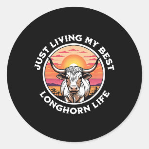 Sticker Rond Longhorn Vêtement Tailgant Usa Bbq Horns Coton