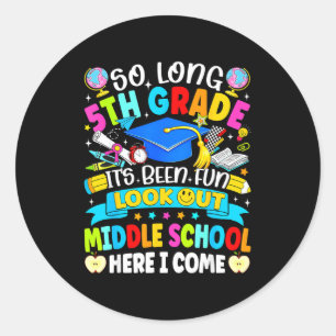 Sticker Rond Longue 5e année a été amusant attention école inte