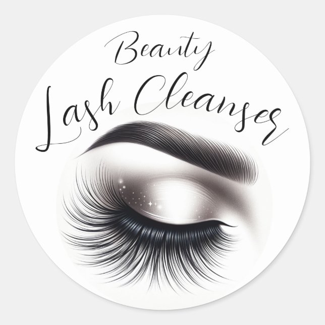 Sticker Rond Longue Black Wispy Eyelashes Lash Extensions Beaut (Devant)