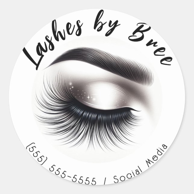 Sticker Rond Longue Black Wispy Eyelashes Lash Extensions Beaut (Devant)