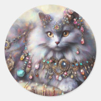 Longue Cheveux Gris Nebelung Chat Kitty Bijoux Bij