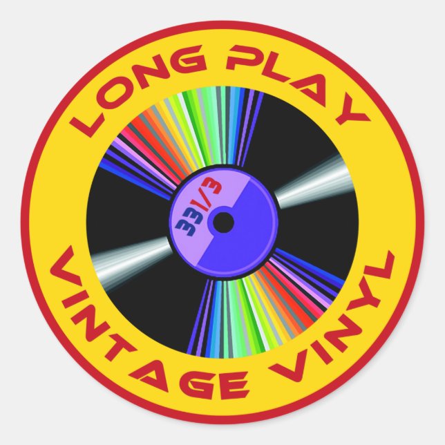 Sticker Rond Longue lecture Vinyl Vintage 33 1/3 (Devant)
