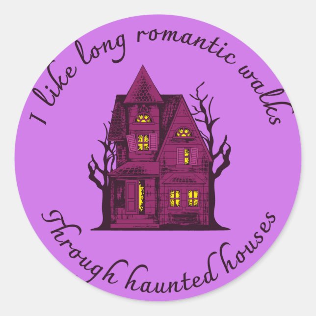 Sticker Rond Longue Marche romantique à travers Haunted Houses  (Devant)