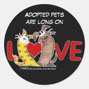 Sticker Rond Longue sur Love-Cat et Chien