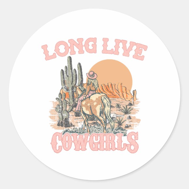 Sticker Rond Longue vie cowgirls - Western Cowgirl (Devant)