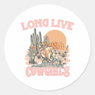 Sticker Rond Longue vie cowgirls - Western Cowgirl
