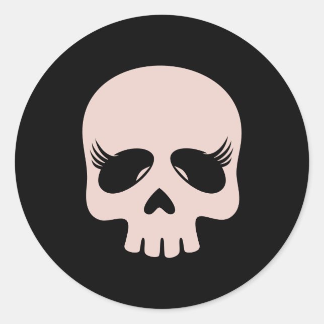 Sticker Rond Longues cils Beauté Crâne fille gothique (Devant)