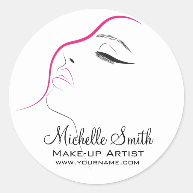 Sticker Rond Longues cils oeilleur Lash Extensions rose Noir (Devant)