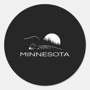 Sticker Rond Loon Et Arbres Du Minnesota Au Lune