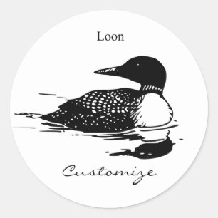 Sticker Rond Loon Swimming Bird Art Thunder_Cove