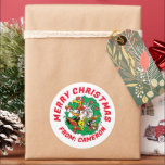 Sticker Rond LOONEY TUNES™ Group Christmas Wreath<br><div class="desc">Découvrez cet autocollant de Noël amusant Looney Tunes avec Bugs Bunny,  Daffy Duck,  Tweety Bird,  Marvin the Martian et Foghorn Leghorn.</div>