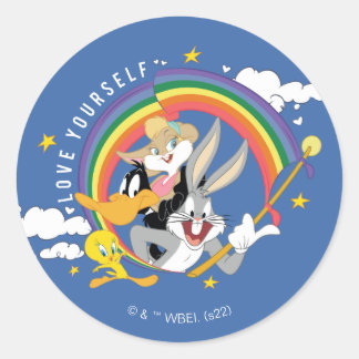 Sticker Rond LOONEY TUNES™ - Love Yourself Pride Badge
