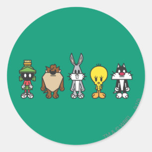 Sticker Rond LOONEY TUNES™ - Photo de groupe Op