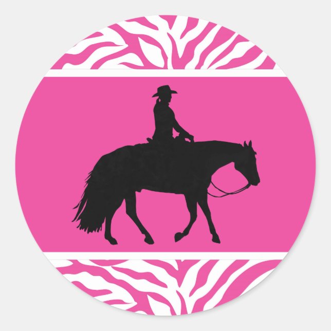 Sticker Rond Loping Black Western Pleasure Horse Silhouette (Devant)
