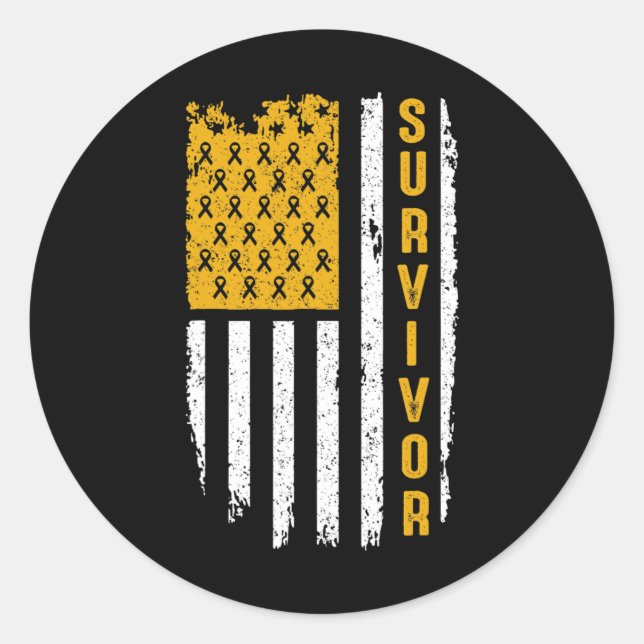 Sticker Rond L'or de sensibilisation au cancer de l'enfance pou (Devant)