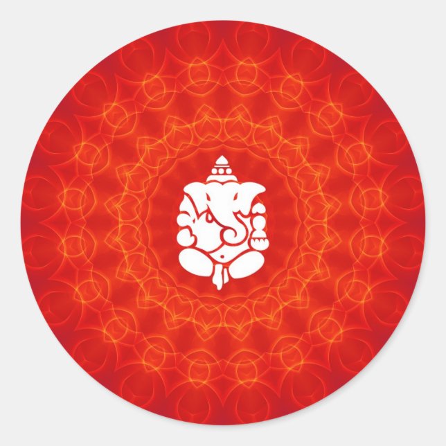 Sticker Rond Lord Ganesha sur Mandala (Devant)